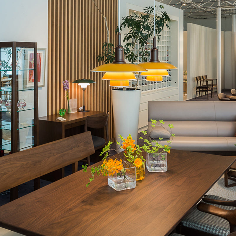 Nordic Style Metallic Pendant Lamp - Layered Hanging Light Fixture For Living Room Black/Silver