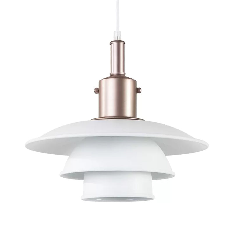 Nordic Style Metallic Pendant Lamp - Layered Hanging Light Fixture For Living Room Black/Silver