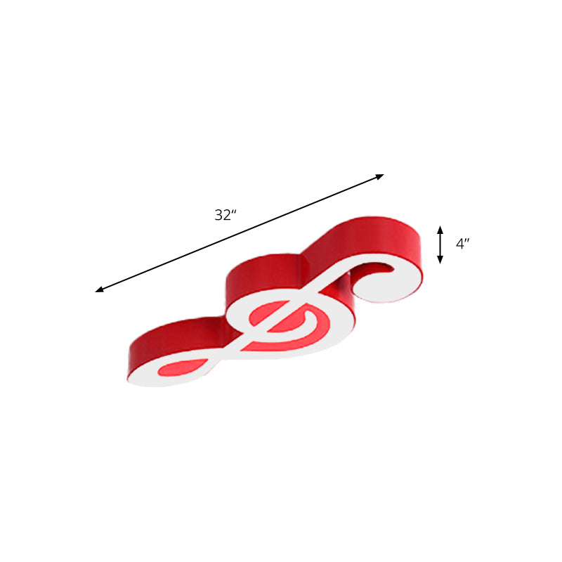 Colorful Metal Flush Ceiling Lamp with Musical Note Design for Classrooms