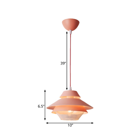 Stylish Macaron Pendant Light In Blue/Green For Living Room - 1 Metallic Hanging Ceiling Lamp