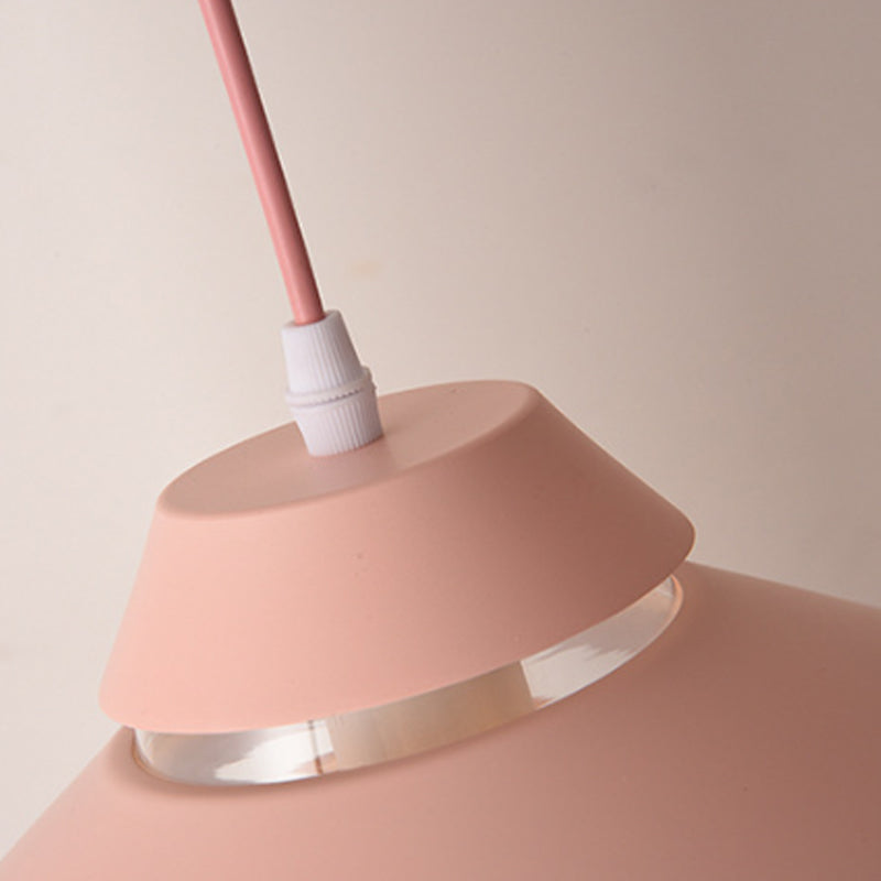 Stylish Macaron Flared Pendant Light - 1-Light Metal Ceiling Lamp for Living Room in Blue/Green