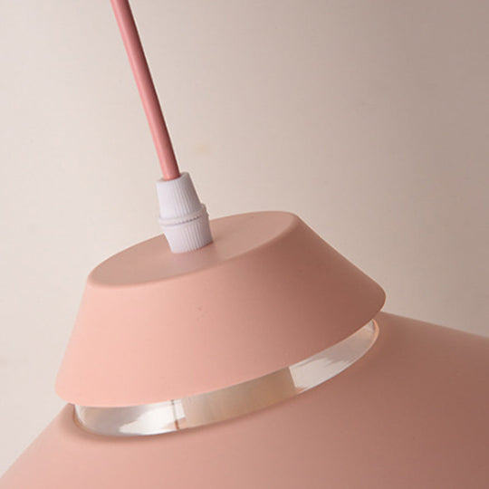 Stylish Macaron Flared Pendant Light - 1-Light Metal Ceiling Lamp for Living Room in Blue/Green