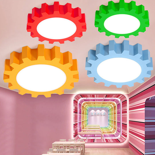 Cartoon LED Ceiling Light for Kindergarten: Metal Gear Ceiling Mount