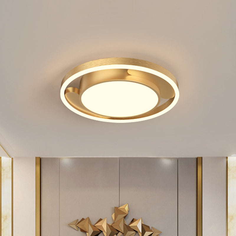 Modern Gold/Coffee Metallic Flush Mount LED Ceiling Light for Living Room, 16"/19.5" Dia