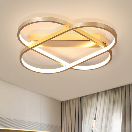 Modern Geometric Led Ceiling Lamp In Gold - Metallic Flush Mount Bedroom Light Fixture