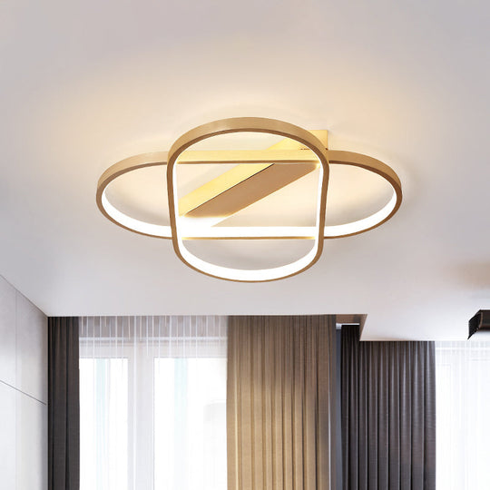 Modern Geometric LED Ceiling Lamp in Gold - Metallic Flush Mount Bedroom Light Fixture