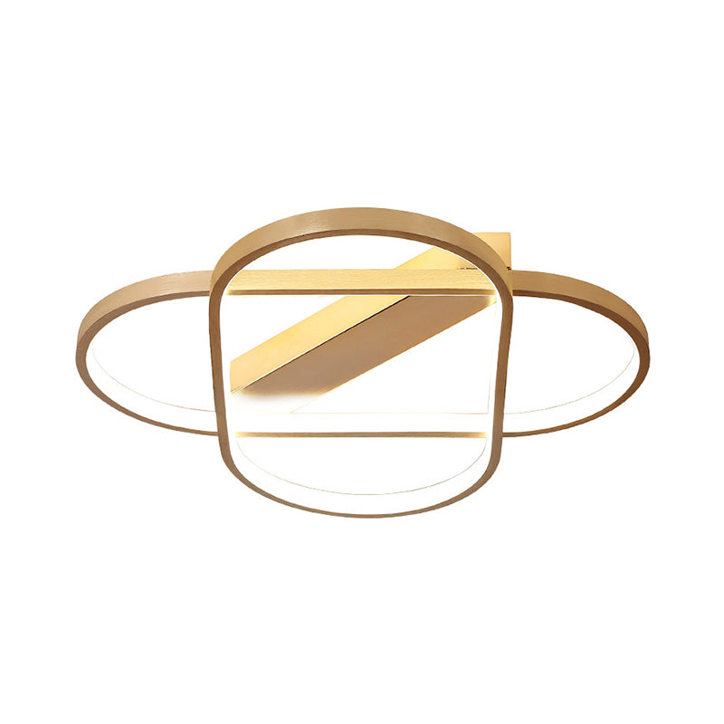 Modern Geometric LED Ceiling Lamp in Gold - Metallic Flush Mount Bedroom Light Fixture