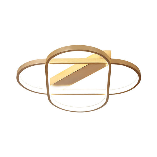 Modern Geometric LED Ceiling Lamp in Gold - Metallic Flush Mount Bedroom Light Fixture