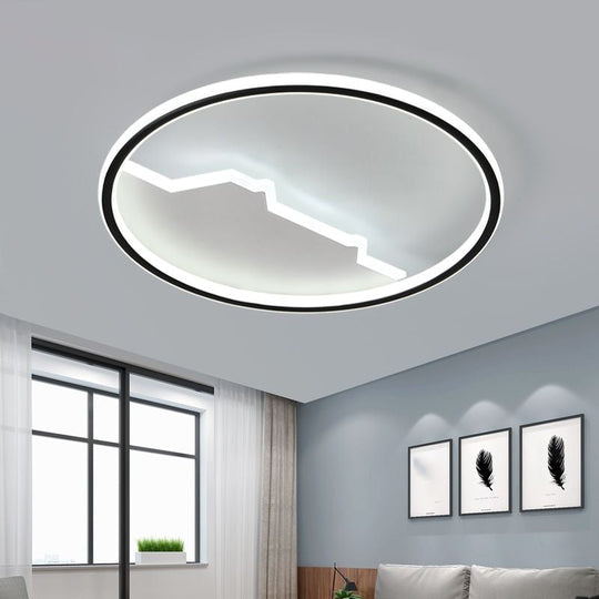 Black Geometric Flush Mount Ceiling Light - Acrylic LED Modernism, 16.5"/20.5" Wide