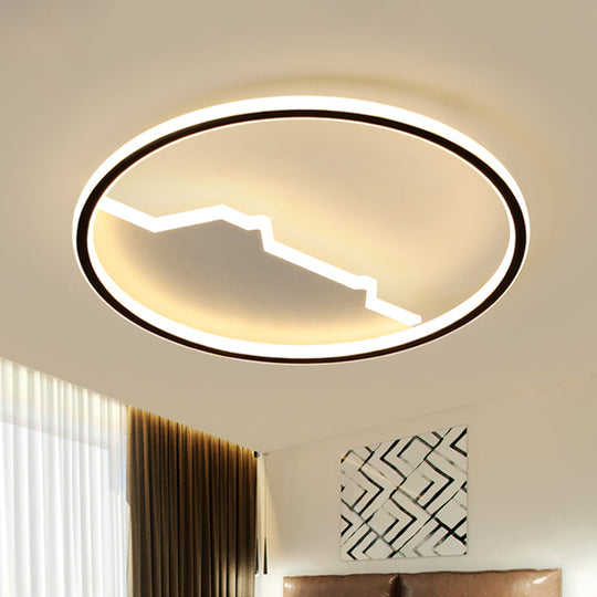 Black Geometric Flush Mount Ceiling Light - Acrylic LED Modernism, 16.5"/20.5" Wide