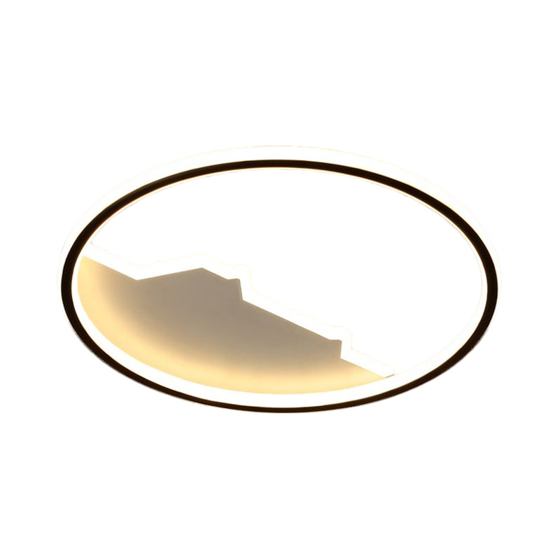 Black Geometric Flush Mount Ceiling Light - Acrylic LED Modernism, 16.5"/20.5" Wide