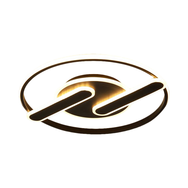 Nordic LED Circular Flush Mount Lighting, Dual Lines Design, 16.5"/20.5" W, Acrylic, Black