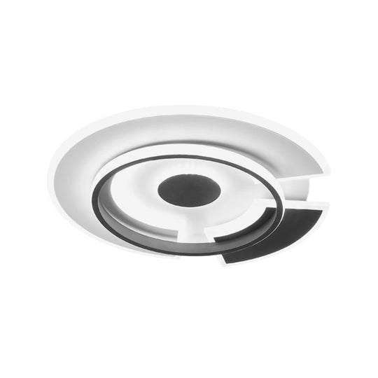 Modern Metallic LED Minimalism Ceiling Light Fixture - Circular Flush Mount in Black/White, 18"/21.5" W