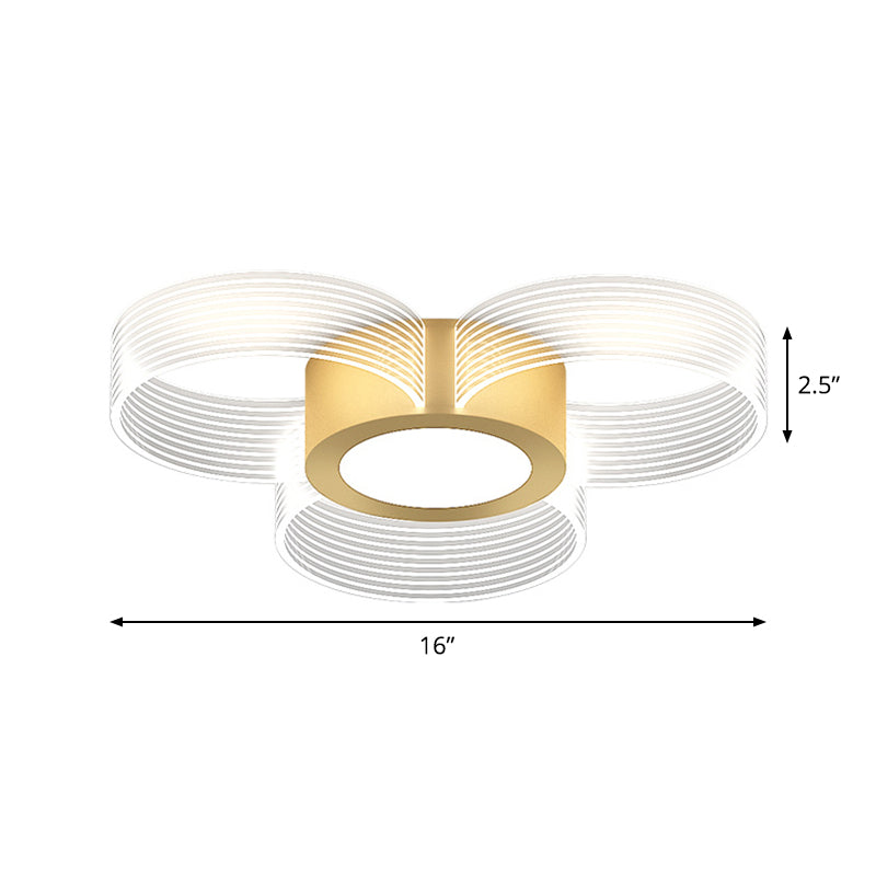 Contemporary Circle Ceiling Light: Acrylic, 3/4/5 Bulbs, Flush Mount, Gold Finish