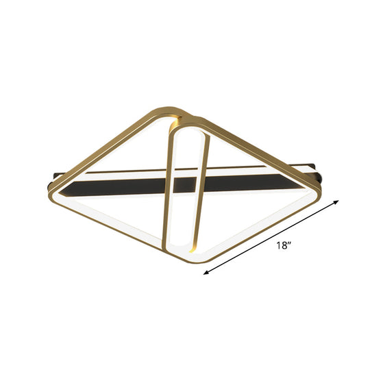 Modern Led Gold Square Ceiling Fixture With Metallic Shade - Warm/White Light