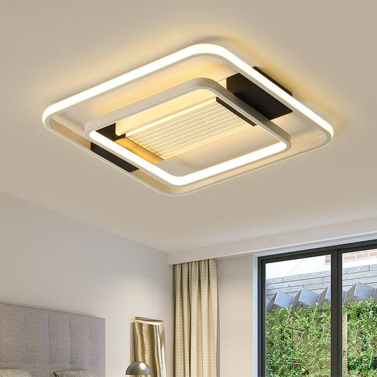 Nordic LED White Flush Mount Ceiling Light Fixture - 16.5"/20.5" - Acrylic Square Design for Bedroom
