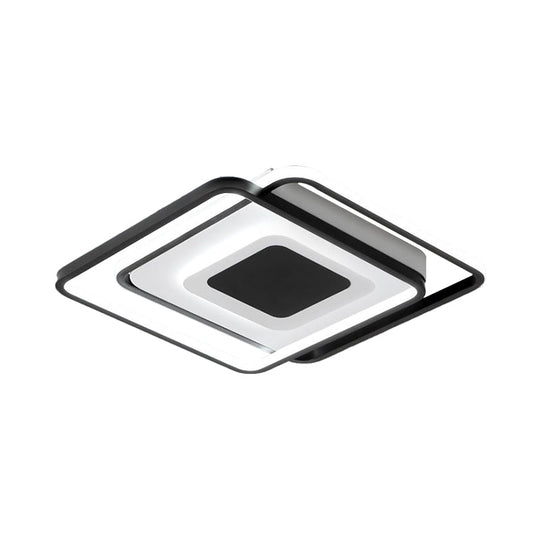 Black Metallic LED Flush Mount Light, Minimalist Overlapping Design, 18"/21.5" Width