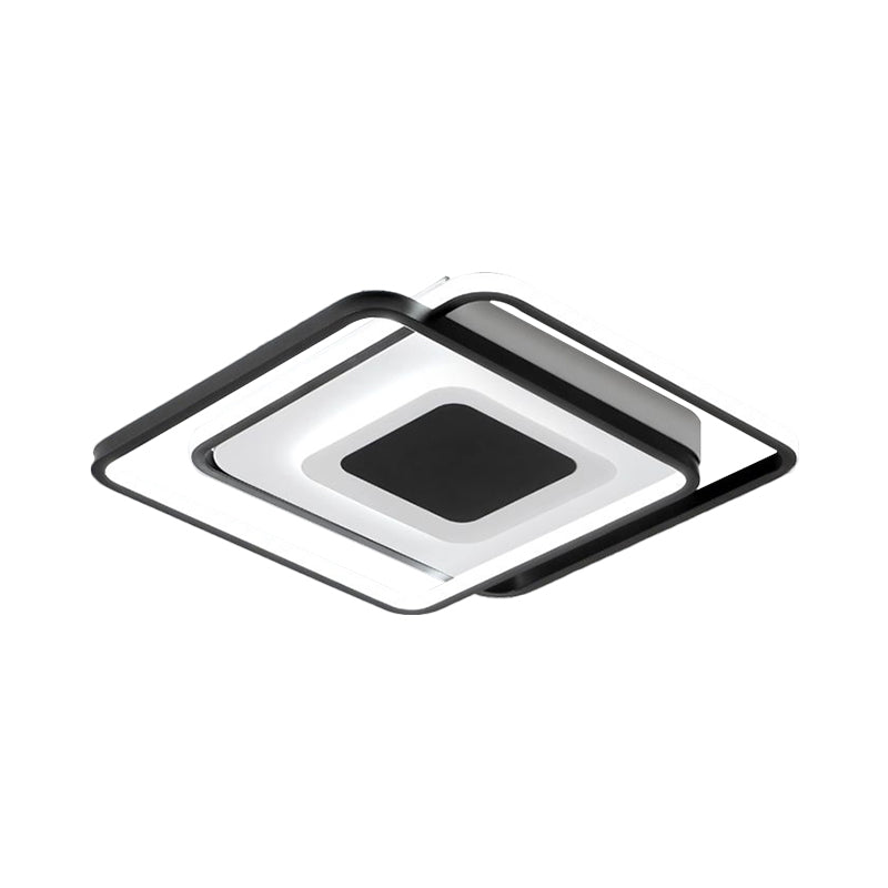 Black Metallic Led Flush Mount Light Minimalist Overlapping Design 18/21.5 Width