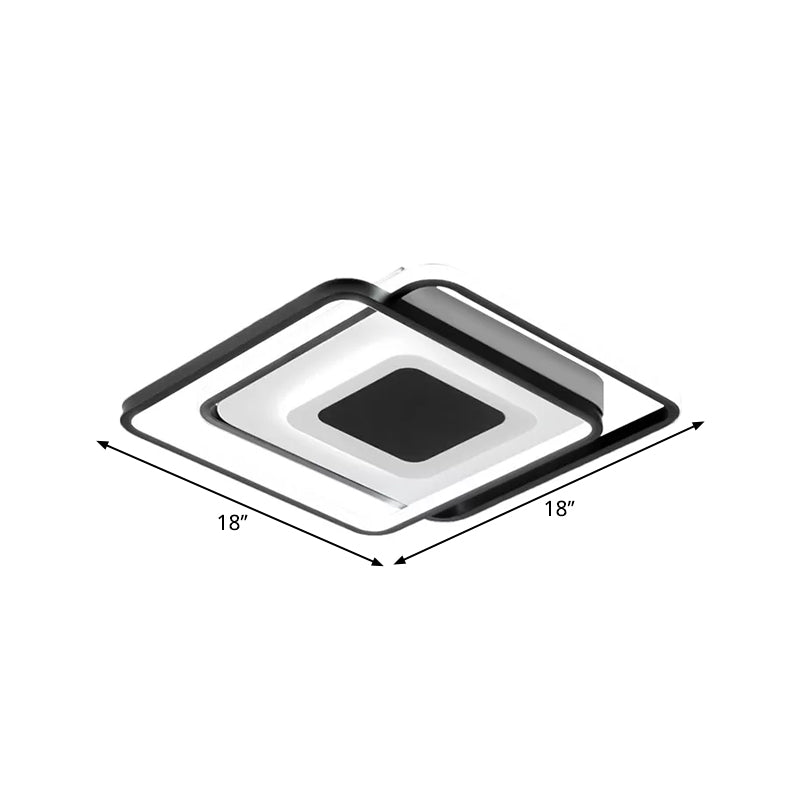 Black Metallic LED Flush Mount Light, Minimalist Overlapping Design, 18"/21.5" Width