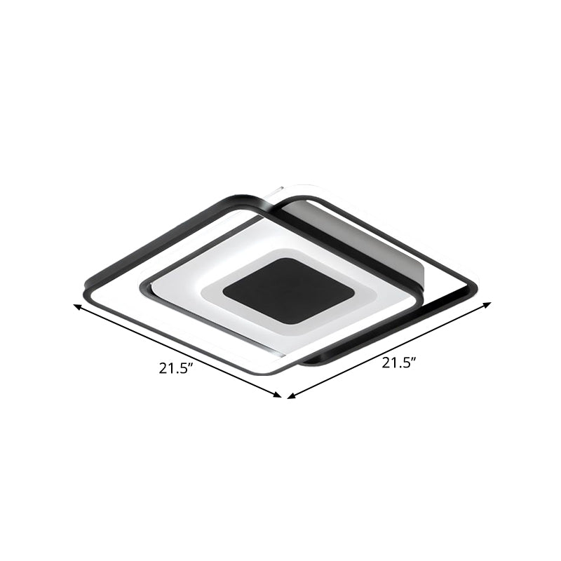 Black Metallic LED Flush Mount Light, Minimalist Overlapping Design, 18"/21.5" Width