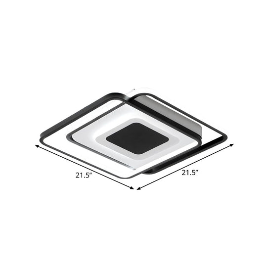 Black Metallic Led Flush Mount Light Minimalist Overlapping Design 18/21.5 Width