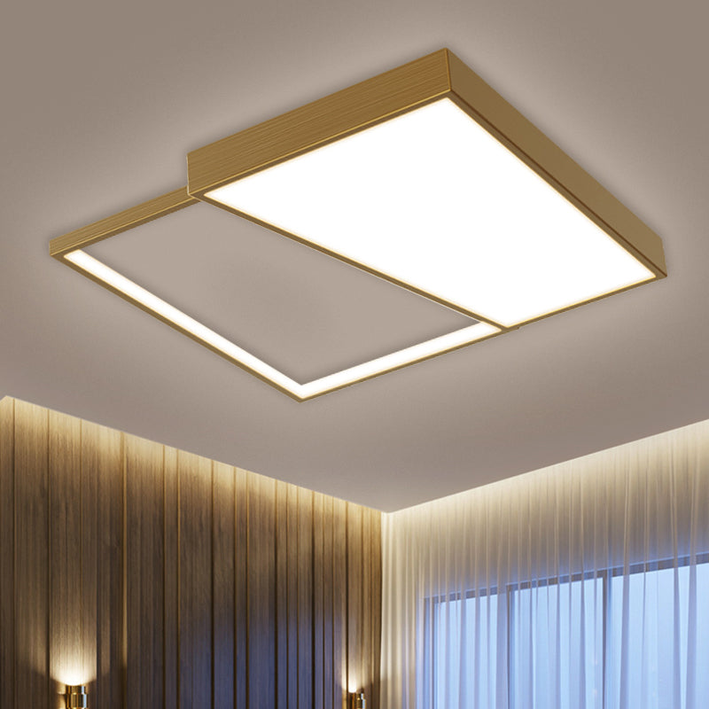 Nordic Metal LED Geometry Ceiling Light - Gold, Flushmount, 16.5"/20.5" Wide