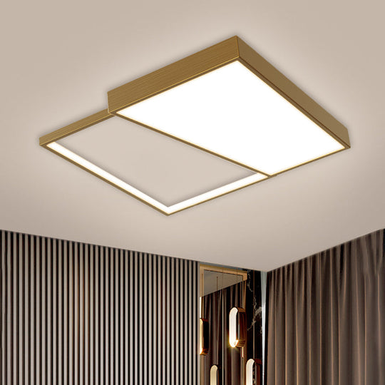 Nordic Metal LED Geometry Ceiling Light - Gold, Flushmount, 16.5"/20.5" Wide
