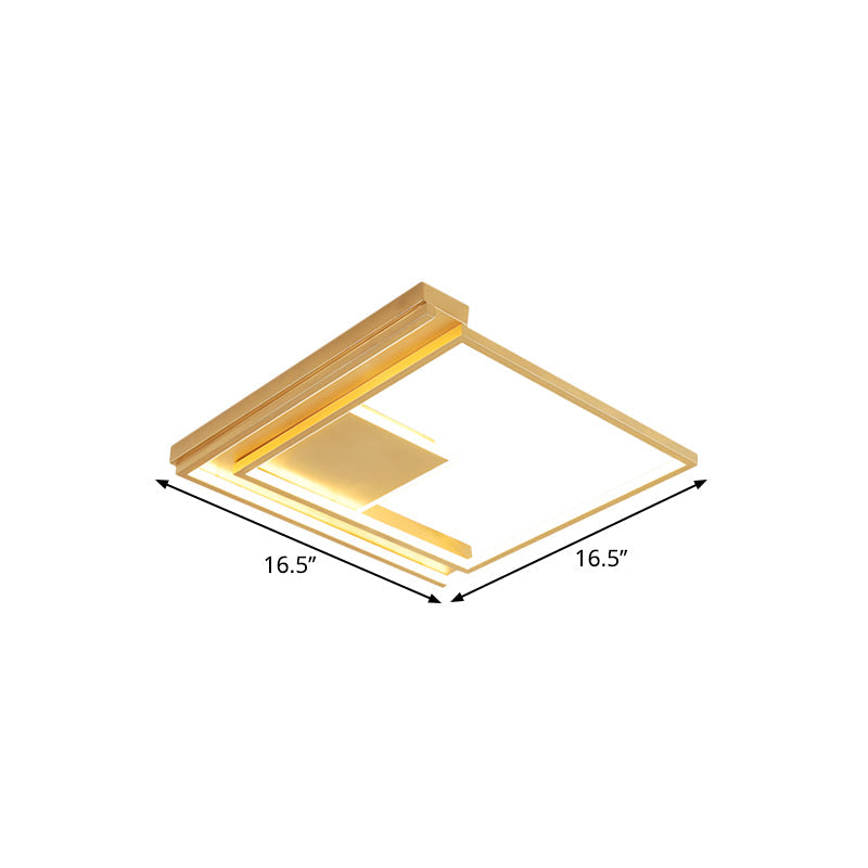 Modern Geometric Flush Mount Acrylic LED Gold Light Fixture - 16.5"/20.5" W for Bedrooms