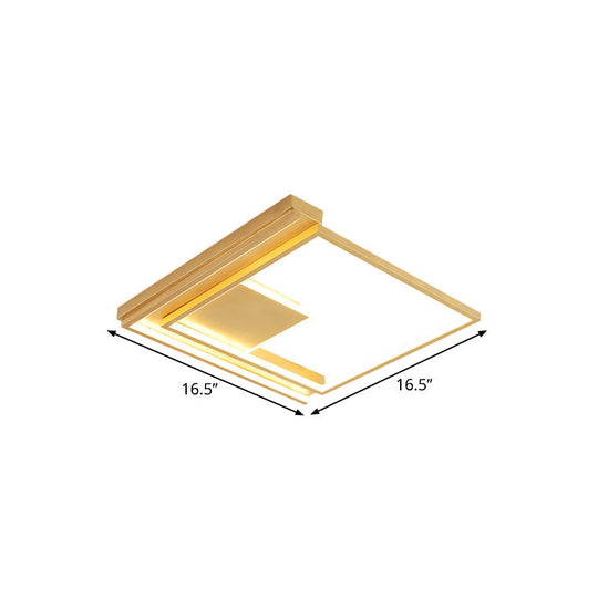 Modern Geometric Flush Mount Acrylic LED Gold Light Fixture - 16.5"/20.5" W for Bedrooms