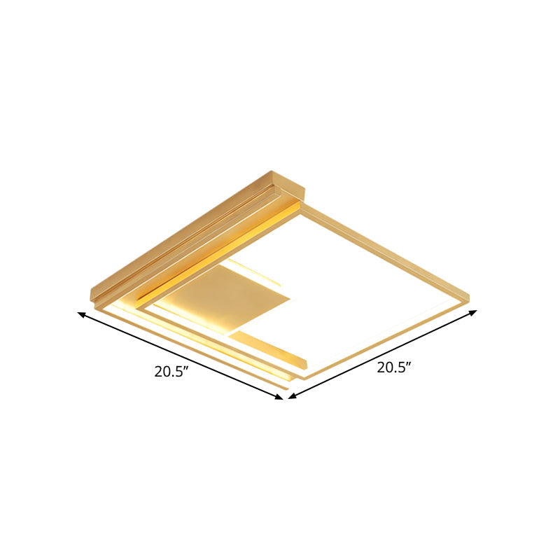 Modern Geometric Flush Mount Acrylic LED Gold Light Fixture - 16.5"/20.5" W for Bedrooms