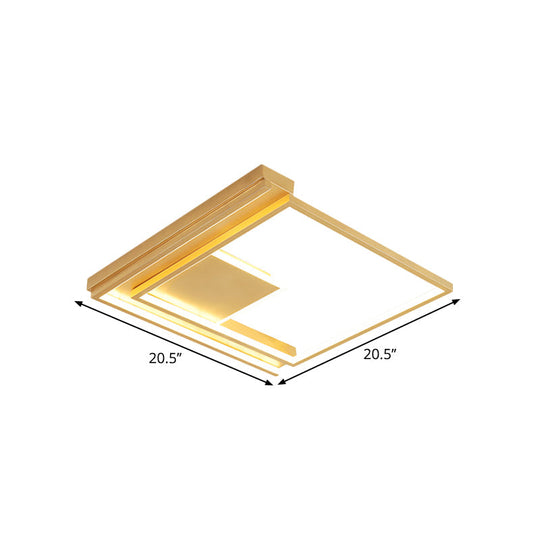 Modern Geometric Flush Mount Acrylic LED Gold Light Fixture - 16.5"/20.5" W for Bedrooms