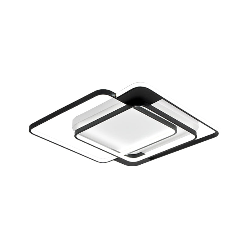 Modern Acrylic LED Flush Mount Light in Black - 16.5"/20.5" Width, Overlapping Design - Perfect for Bedroom