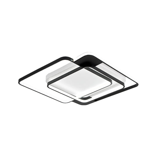 Modern Acrylic LED Flush Mount Light in Black - 16.5"/20.5" Width, Overlapping Design - Perfect for Bedroom