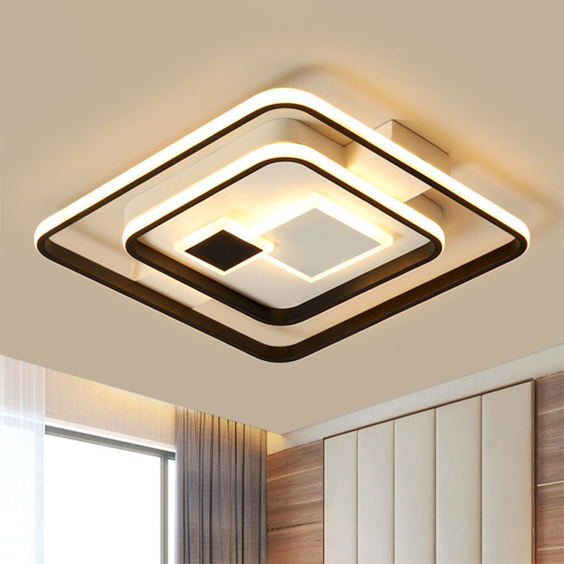Nordic Led Black Metal Flushmount Ceiling Light For Bedroom 16.5/20.5 W / 16.5