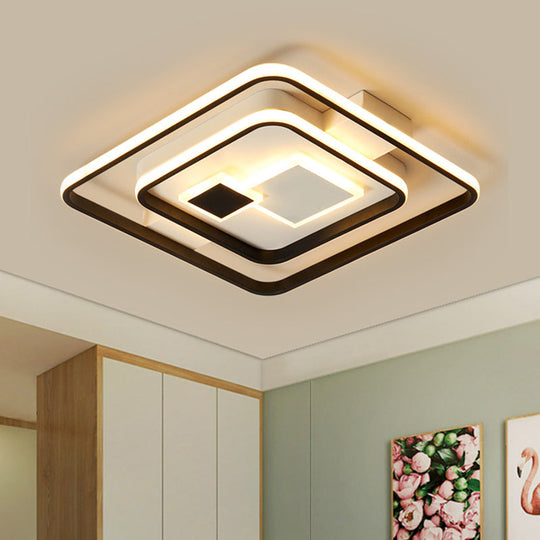 Nordic LED Black Metal Flushmount Ceiling Light for Bedroom, 16.5"/20.5" W