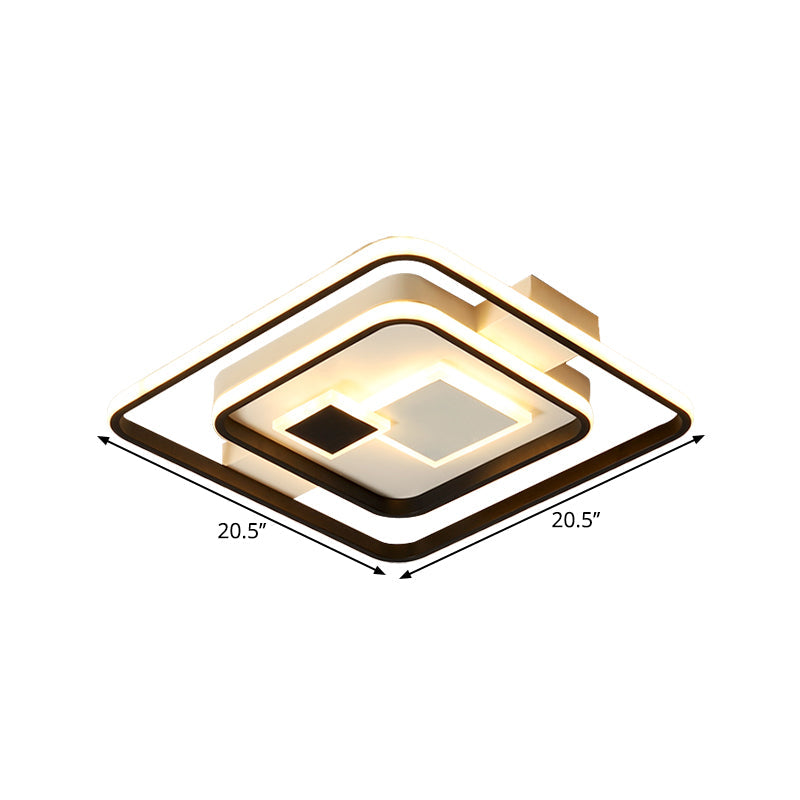 Nordic LED Black Metal Flushmount Ceiling Light for Bedroom, 16.5"/20.5" W