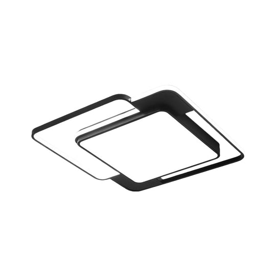 Modern Flush Mount Geometry LED Light Fixture, Black Metallic Lamp (16.5"/20.5"/24.5" Width)