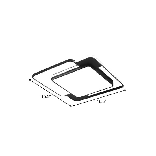 Modern Flush Mount Geometry LED Light Fixture, Black Metallic Lamp (16.5"/20.5"/24.5" Width)