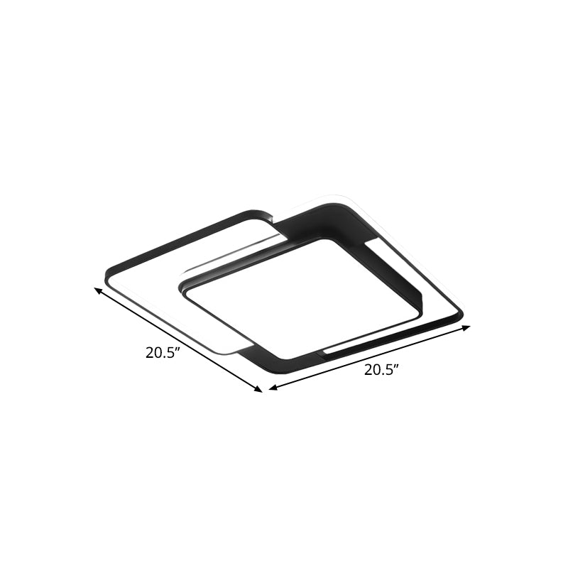 Modern Flush Mount Geometry LED Light Fixture, Black Metallic Lamp (16.5"/20.5"/24.5" Width)