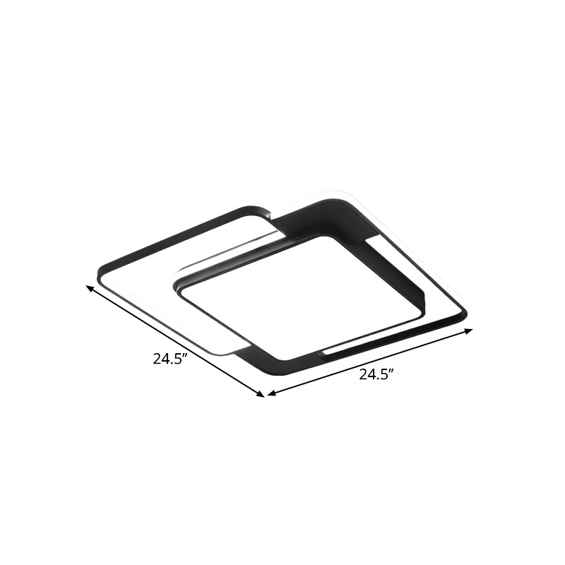 Modern Flush Mount Geometry LED Light Fixture, Black Metallic Lamp (16.5"/20.5"/24.5" Width)