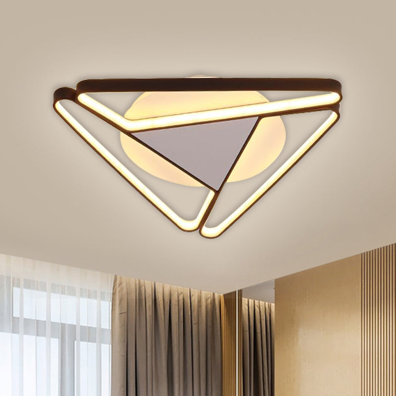 Nordic LED Flush Ceiling Light, Acrylic Shade, Black/White, Triangle Flush Mount, Warm/White Light, 19.5"/29" W
