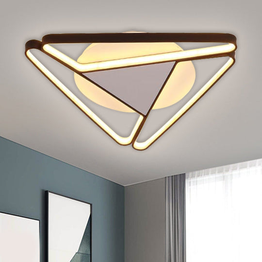 Nordic LED Flush Ceiling Light, Acrylic Shade, Black/White, Triangle Flush Mount, Warm/White Light, 19.5"/29" W