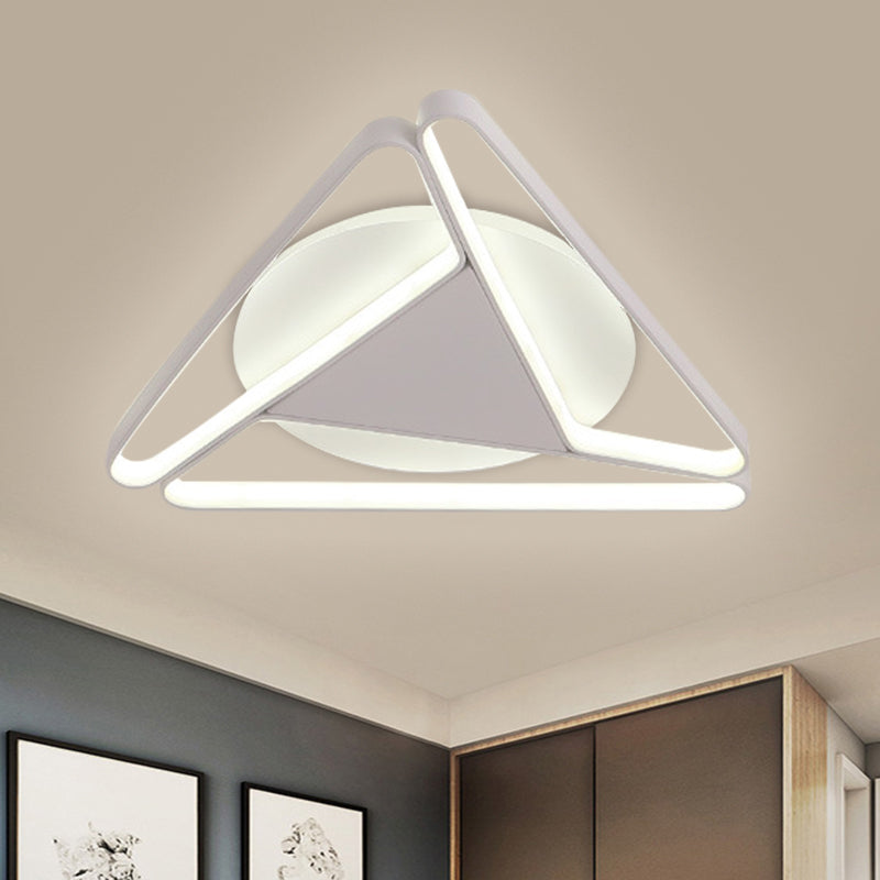Nordic LED Flush Ceiling Light, Acrylic Shade, Black/White, Triangle Flush Mount, Warm/White Light, 19.5"/29" W