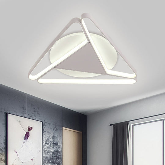Nordic LED Flush Ceiling Light, Acrylic Shade, Black/White, Triangle Flush Mount, Warm/White Light, 19.5"/29" W