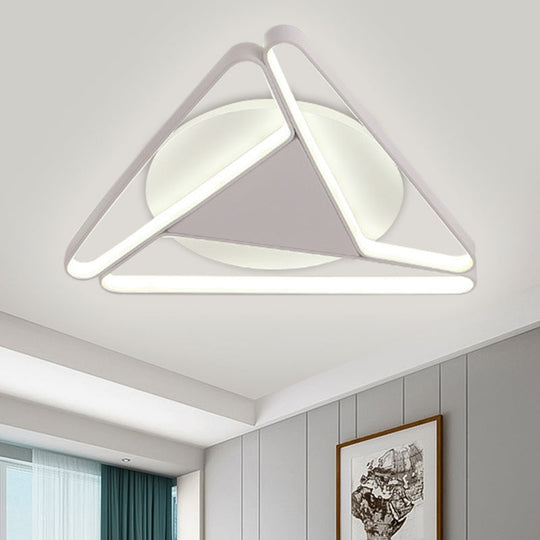 Nordic LED Flush Ceiling Light, Acrylic Shade, Black/White, Triangle Flush Mount, Warm/White Light, 19.5"/29" W