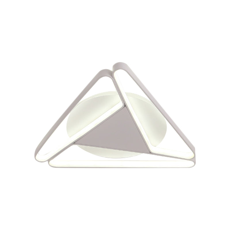 Nordic LED Flush Ceiling Light, Acrylic Shade, Black/White, Triangle Flush Mount, Warm/White Light, 19.5"/29" W