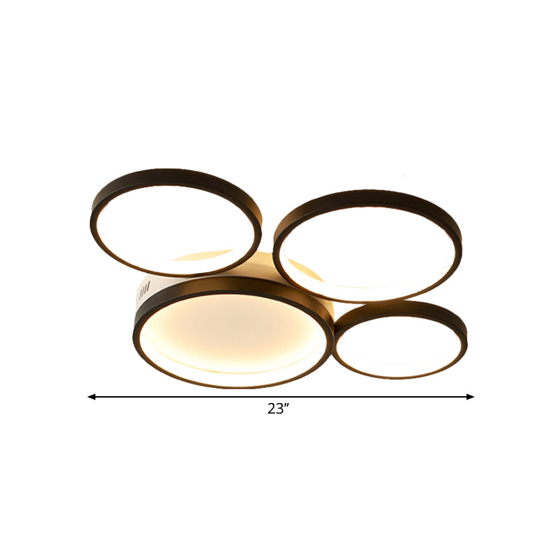 Plafonnier LED en acrylique nordique - Lampe noire pour chambre à coucher