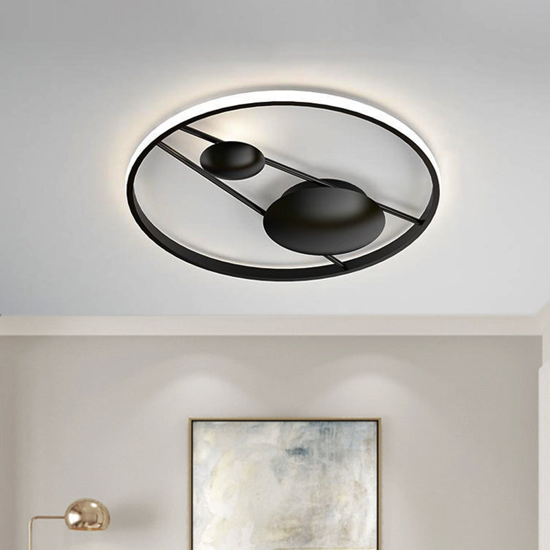 Geometric LED Ceiling Light Fixture Nordic Modern Flush Mount Lamp - 16"/19.5" in Black/White