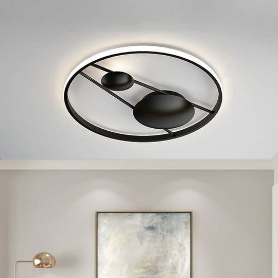 Geometric LED Ceiling Light Fixture Nordic Modern Flush Mount Lamp - 16"/19.5" in Black/White