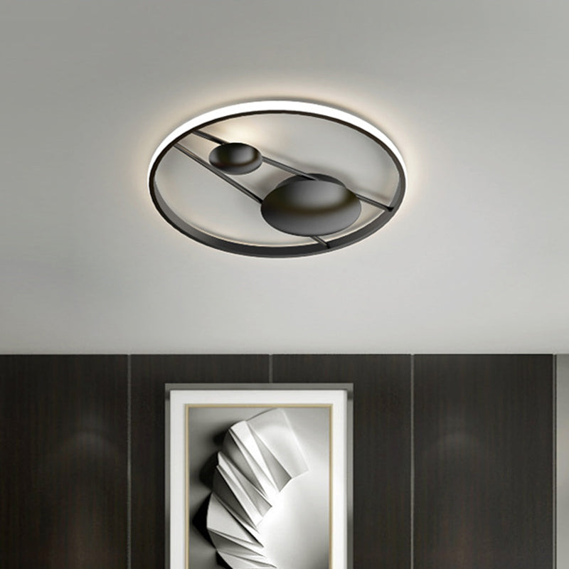 Geometric LED Ceiling Light Fixture Nordic Modern Flush Mount Lamp - 16"/19.5" in Black/White
